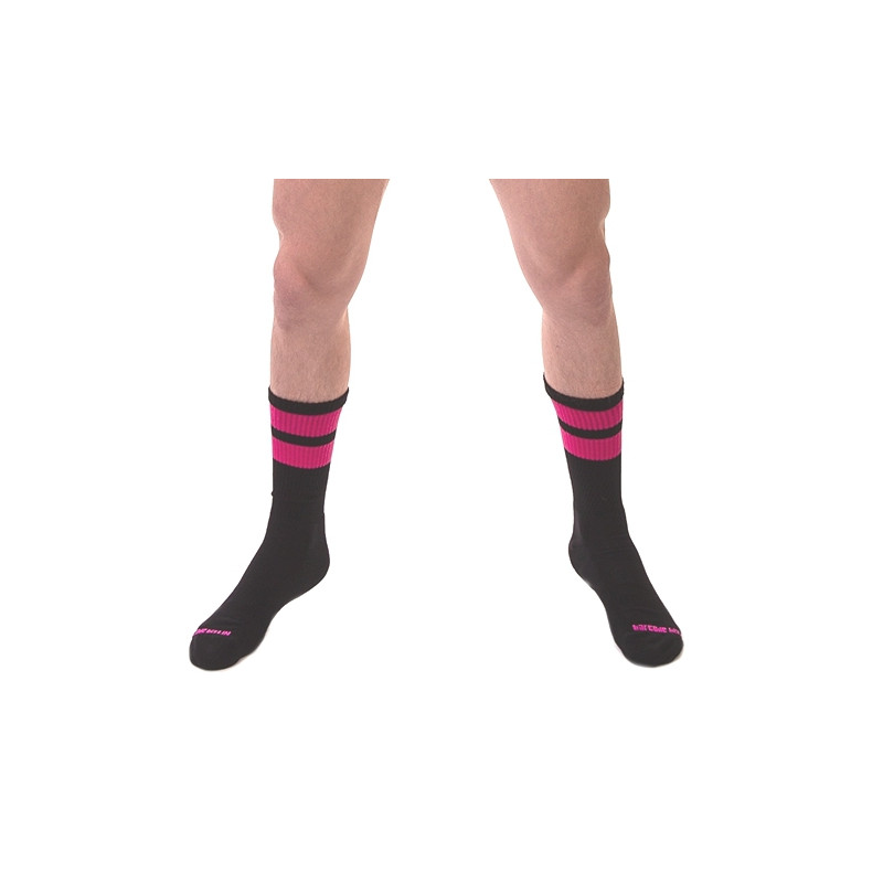 Barcode Berlin Chaussettes Gym Socks Noir-Rose fluo
